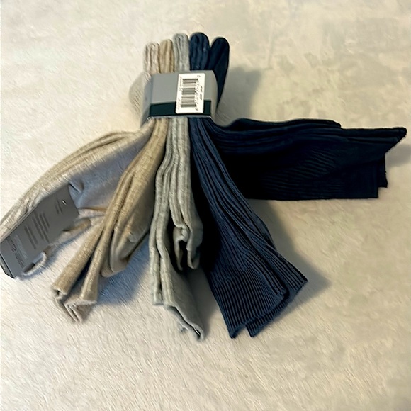 Perry Ellis Portfolio Mens 5-Pk. Ribbed Crew Socks Size 7-12 Khaki/Gray/Blue New - Picture 2 of 5